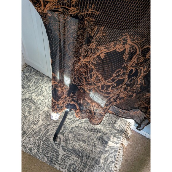 Kendall Kylie Maxi Dress/Swim Cover Womens S Brown Deep V Sheer Handkerchief NEW - Picture 8 of 15